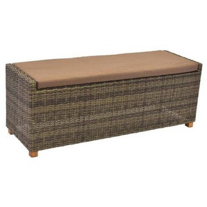 Gardenson Gartenbank, Akazie, Holz, Metall, Kunststoff, Textil, Akazie, Hartholz, 3-Sitzer, Füllung: Schaumstoff, 136x48x47 cm, Fsc, Gartenmöbel, Gartenbänke