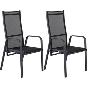 Gardenson Gartensessel-Set, Schwarz, Metall, eckig, 56.5x110x65 cm, Gartenmöbel, Gartenstühle