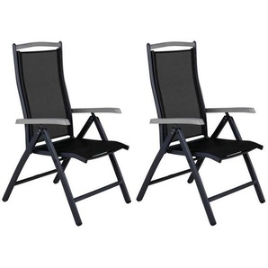 Gardenson Gartensessel-Set, Schwarz, Metall, eckig, 60x110x73 cm, Gartenmöbel, Gartenstühle