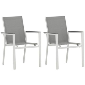 Gardenson Gartenstuhl-Set, Grau, Weiß, Metall, Textil, 57x90x60 cm, Gartenmöbel, Gartenstühle