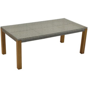 Gardenson Gartentisch, Beige, Metall, Kunststoff, Akazie, massiv, rechteckig, eckig, 100x74x200 cm, Gartenmöbel, Gartentische, Gartentische