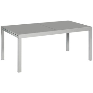 Gardenson Gartentisch, Grau, Silber, Metall, Glas, rechteckig, eckig, 90x75x150 cm, ausziehbar, Gartenmöbel, Gartentische