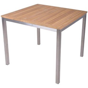 Gardenson Gartentisch, Silber, Teak, Holz, Teakholz, 90x75x90 cm, Gartenmöbel, Gartentische, Gartentische