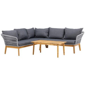 Gardenson Loungegarnitur, Grau, Akazie, Dunkelgrau, Holz, Metall, Kunststoff, 2-teilig, Akazie, 210x160 cm, Loungemöbel, Loungemöbel-Sets