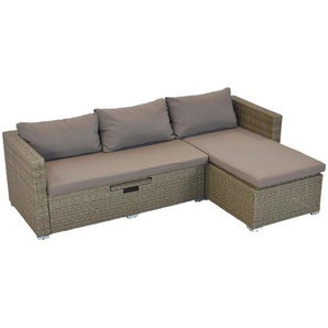 Gardenson Loungegarnitur, Natur, Metall, Kunststoff, Füllung: Schaumstoff, links montierbar, rechts montierbar, 215x140 cm, Stauraum, Loungemöbel, Loungemöbel-Sets