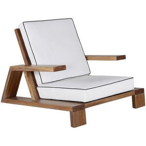 Gardenson Loungesessel, Weiß, Akazie, Holz, Akazie, eckig, 100x70x92 cm, Loungemöbel, Lounge-Sessel