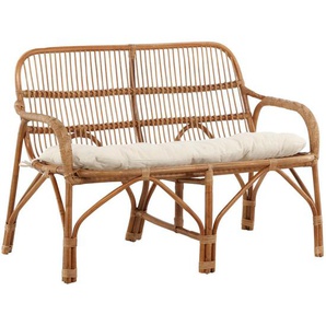 Gardenson Loungesofa, Natur, Holz, Rattan, 2-Sitzer, 130x93x82 cm, Loungemöbel, Gartensofas