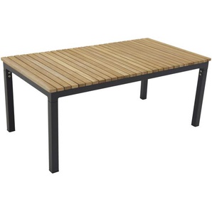 Gardenson Loungetisch, Schwarz, Teak, Holz, Metall, Teakholz, rechteckig, eckig, 60x45x110 cm, Loungemöbel, Loungetische