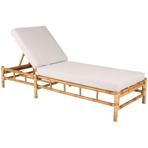 Gardenson Sonnenliege, Creme, Hellbraun, Holz, Bambus, Rattan, 80x35x210 cm, Gartenmöbel, Gartenliegen