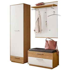 Xxxl Garderobe, Anthrazit, Weiß, Eiche, Holz, Glas, Textil, Holzwerkstoff, 4-teilig, Eiche, furniert, massiv, teilmassiv, 160x195x40 cm, Goldenes M, Made in Germany, DGM-Klimapakt, Garderobe, Garderoben-Sets