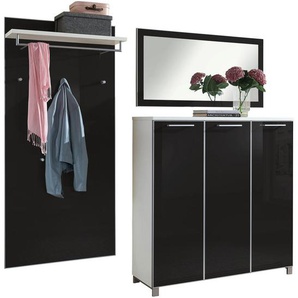 Xxxl Garderobe Santina, Anthrazit, Weiß, Glas, Holzwerkstoff, 3-teilig, 215x195x37 cm, Goldenes M, Made in Germany, DGM-Klimapakt, Garderobe, Garderoben-Sets