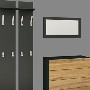 Garderoben-Set BORCHARDT MÖBEL Vaasa 3 Kastenmöbel-Sets schwarz (schwarz matt, eichefarben wotan) Garderoben-Sets mit Push to Open-Funktion