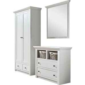 Garderoben-Set HOME AFFAIRE California Kastenmöbel-Sets weiß Garderoben-Sets Set aus: Kommode, Garderobenschrank und Spiegel
