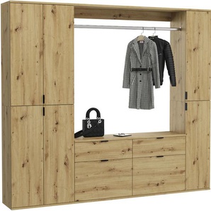 Garderoben-Set INOSIGN Trondheim Kastenmöbel-Sets Gr. B/H/T: 212cm x 193cm x 34cm, braun (nox oak nachbildung) Diele, Flur, Schranksystem, Garderobenmöbel, Set, Kombination