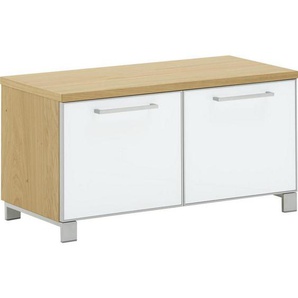 Xxxl Garderobenbank Santina, Weiß, Eiche Bianco, Metall, Eiche, furniert, 1-Sitzer, 84x45x40 cm, Goldenes M, Made in Germany, DGM-Klimapakt, Typenauswahl, Garderobe, Garderobenbänke, Garderobenbänke