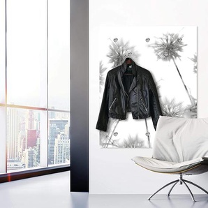 Garderobenleiste QUEENCE Alamea Garderobenhalter Gr. B/H/T: 100 cm x 120 cm x 3 cm, weiß Haken Pusteblume, schwarz, weiß, Garderobe