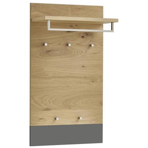 Xxxl Garderobenpaneel, Grau, Eiche, Holz, Eiche, Balkeneiche, furniert, 60x106x27 cm, Goldenes M, Made in Germany, DGM-Klimapakt, Garderobe, Garderobenpaneele, Garderobenpaneele