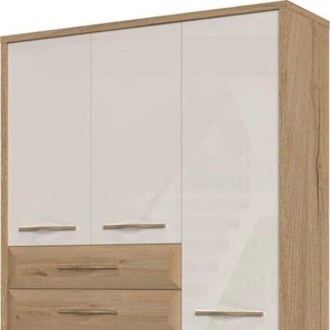 Garderobenschrank HOME AFFAIRE Gala Schränke Gr. B/H/T: 114cm x 192cm x 36cm, 5 St., beige (beige/pacific walnuss decor) hochwertig UV lackiert, Soft-Close-Funktion