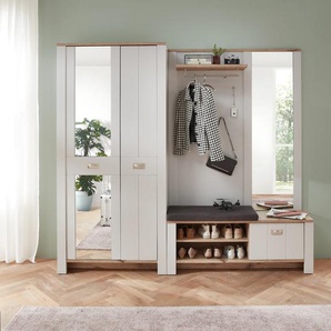 Garderobenschrank INNOSTYLE DIJON Schränke Gr. B/H/T: 98cm x 201cm x 38cm, 2 St., Komplettausführung, braun Baby 2 türig, 9 Fächer, 5 Einlegeböden, Kleiderstange, Softclose