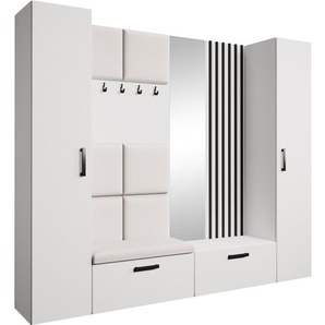 Garderobenschrank mit gepolsterten Paneelen und Spiegel MARGARET XL Kaschmir+schwarz Jasmine 100