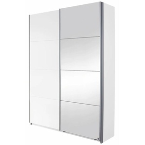 Garderobenschrank RAUCH Garderobe Drehtürenschrank Kleiderschrank Schrank Schuhschrank MINOSA Schränke Gr. H/T: 197cm x 48cm, 2 St., weiß (alpinweiß) Breite 136 cm, ausziehbare Kleiderstange, 6 Schuhböden MADE IN GERMANY