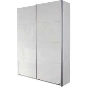 Garderobenschrank RAUCH Garderobe Drehtürenschrank Kleiderschrank Schrank Schuhschrank MINOSA Schränke Gr. H/T: 197cm x 48cm, 2 St., weiß (alpinweiß/hochglanz weiß) Breite 136 cm, ausziehbare Kleiderstange, 6 Schuhböden MADE IN GERMANY