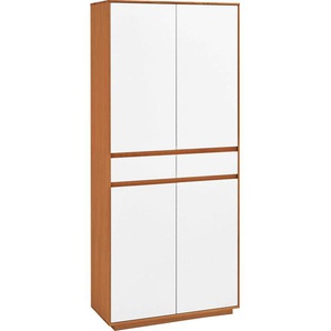 Xxxl Garderobenschrank, Weiß, Eiche, Holzwerkstoff, Eiche, teilmassiv, 6 Fächer, 2 Schubladen, 86x193x37 cm, Goldenes M, Made in Germany, DGM-Klimapakt, Beimöbel erhältlich, Garderobe, Garderobenschränke, Garderobenschränke