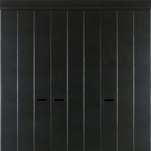 Garderobenschrank WOOOD Connect Schränke Gr. B/H/T: 140cm x 195cm x 53cm, schwarz B 140 cm x H 195 cm, Kiefer, 3 Türen