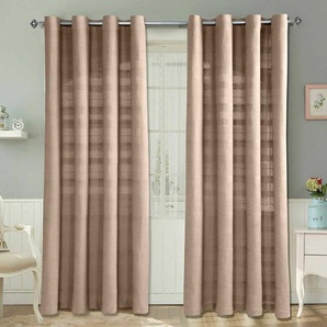 Gardinen mit Ösen Rajput beige im 2er Set, 182 x 167 cm - Homescapes