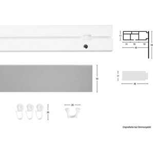 GARESA Gardinenschiene Kunststoffschiene mit Blende, 1-läufig, Wunschmaßlänge, mit Bohren, verschraubt, Kunststoff, Deckenmontage, verlängerbar, einfache Montage, schlicht