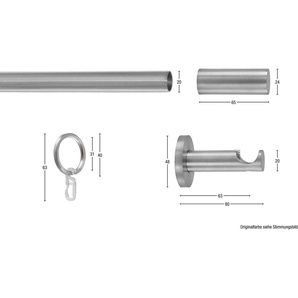 GARESA Gardinenstange EASY, Ø 20 mm, 1-läufig, Wunschmaßlänge, mit Bohren, verschraubt, Aluminium, Vorhanggarnitur, verlängerbar, Wandmontage, Aluminium, mit Ringe