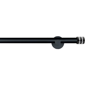 Gardinenstange GARESA BLACK Gardinenstangen Gr. L: 370 cm Ø 20 mm, 1 St., 1 läufig, schwarz Gardinenstangen nach Maß Vorhanggarnitur, verlängerbar, Endkappe mit Glitzersteine