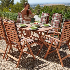 Garten-Essgruppe MERXX Borkum Sitzmöbel-Sets braun Outdoor Möbel Eukalyptusholz, FSC Mix, geeignet für 6 Personen
