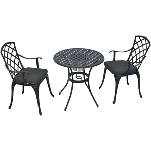 Garten-Essgruppe MERXX »Rhodos«, grau (graphit, graphit, graphit), Aluminium, Sitzmöbel-Sets, Tisch: Øx H: 70x70 cm