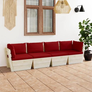 Garten-Palettensofa Mit Kissen Fichtenholz Rot