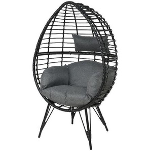 Xxxl Garten-Relaxsessel, Schwarz, Naturmaterialien, 91.00x156.00x75.00 cm, Gartenmöbel, Gartenstühle, Gartenstühle