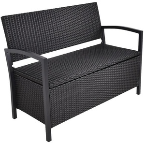 Gartenbank GARDEN PLEASURE Ferrara, schwarz, B:117cm H:86cm T:58cm, Metall, Geflecht Rattan, Sitzbänke, mit Staufach, BxTxH: 117x58x86 cm, verschiedene Farben