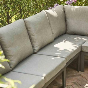 Gartenbank SIENA GARDEN Londra Sitzbänke Gr. B/H/T: 77 cm x 86,5 cm x 77 cm, silberfarben (schwarz, silber, anthrazit) Gartenbänke Sofa Mitte, matt-anthrazit, inkl. Kissen