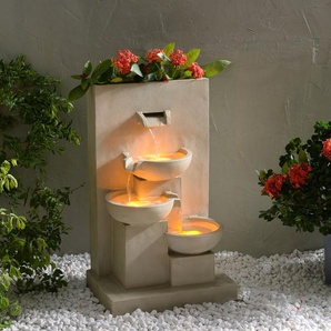 GARTENBRUNNEN LED-Lichtern 74cm Beige