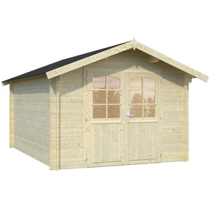 Gartenhaus PALMAKO Lotta Gartenhäuser Gr. ohne Fußboden, ohne Dacheindeckung, beige (naturbelassen) Gartenhäuser aus Holz 10 qm