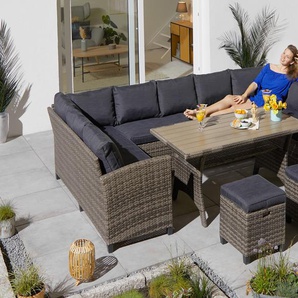 Gartenlounge-Set KONIFERA Rotterdam Sitzmöbel-Sets grau Gartenmöbel-Set Polyrattan, Stahl, Tischplatte aus Nonwood