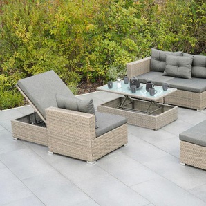 Gartenlounge-Set MERXX Manzano Sitzmöbel-Sets beige (natur) inkl. Auflagen