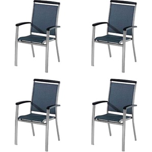 Gartenstuhl SIEGER Royal Stühle Gr. B/H/T: 71 cm x 97 cm x 60 cm, 4 St., Aluminium, grau (silber, graphit, silber) Gartenstühle 4er Set