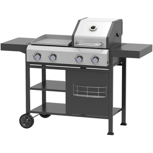 Gasgrill EL FUEGO Kombigrill 3-in-1 Boston Grills Gr. B/H/T: 117 cm x 117 cm x 60,5 cm, schwarz Gasgrills inkl. Pizzastein und Planchaplatte als Zubehör