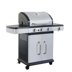 Gasgrill mit drei Brennern 117 x 56 x 112 cm aus grau und schwarz lackiertem Stahl - Siderno