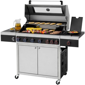 Gasgrill TEPRO Keansburg 6 Special Edition Grills Gr. B/H/T: 152cm x 118cm x 62cm, grau (schwarz, edelstahlfarben) BxTxH: 152x62x118 cm