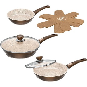 Genius Pfannen-Set Cerafit Granit - Grand-Edition Pfanne, 7-teiliges Set, (Set, 7-tlg., je 1x Pfanne + Deckel 24 cm + 28 cm, 1x Pfanne 20 cm, 2x Einleger), geeignet für Aufläufe, zum Schmoren o. Backen - ohne Griff und Deckel