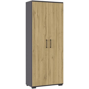 Germania Aktenschrank, Graphit, Eiche, Holzwerkstoff, 4 Fächer, 80x200x40 cm, Beimöbel erhältlich, Arbeitszimmer, Aktenschränke