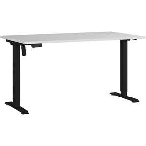 Germania Schreibtisch, Grau, Schwarz, Metall, Holzwerkstoff, Säule, 140x71-119x80 cm, höhenverstellbar, Arbeitszimmer, Schreibtische, Bürotische