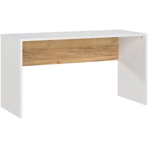 Germania Schreibtisch, Weiß, Eiche, Holzwerkstoff, rechteckig, Wange, 140x75x60 cm, FSC Mix, Arbeitszimmer, Schreibtische, Bürotische